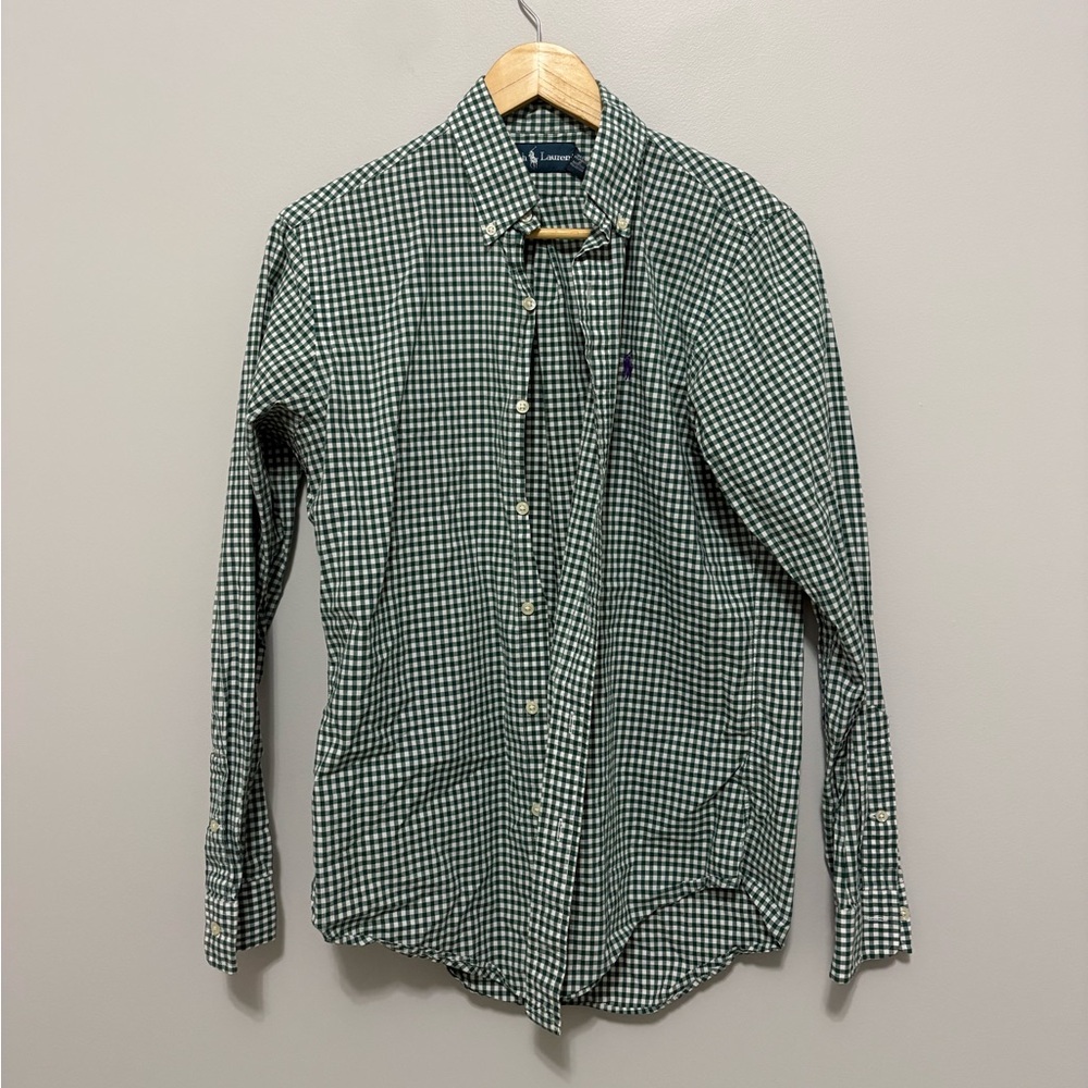 Ralph Lauren Green Checkered Button Down Shirt